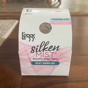 Lot of 2 LEGGS Silken Mist Silky Sheer Leg Control Top Nude Size B NO-ROLL